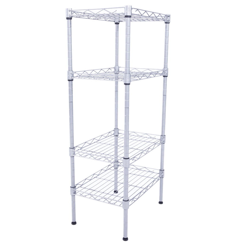 XM-207S Rectangle Carbon Steel Metal Assembly 4-Shelf Storage Rack Silver Gray - Ballimart