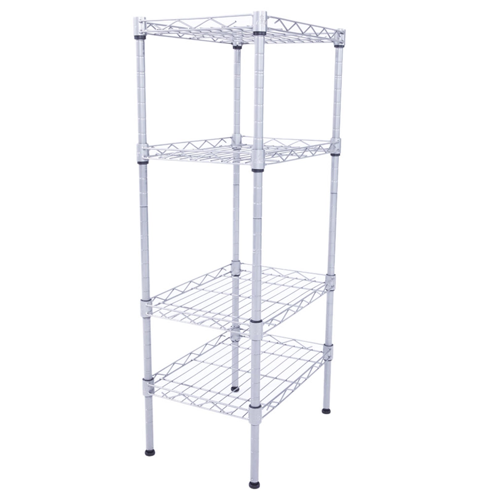 XM-207S Rectangle Carbon Steel Metal Assembly 4-Shelf Storage Rack Silver Gray - Ballimart