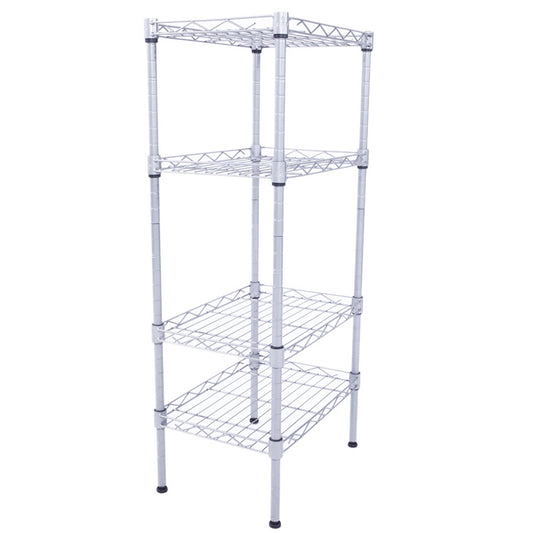 XM-207S Rectangle Carbon Steel Metal Assembly 4-Shelf Storage Rack Silver Gray - Ballimart