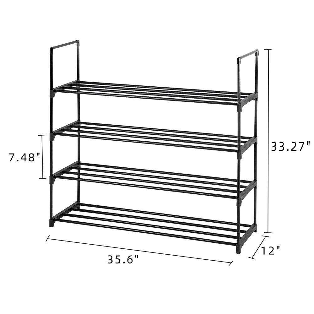 4 Tiers Shoe Rack Shoe Tower Shelf Storage Organizer For Bedroom, Entryway, Hallway, and Closet Black Color - Ballimart