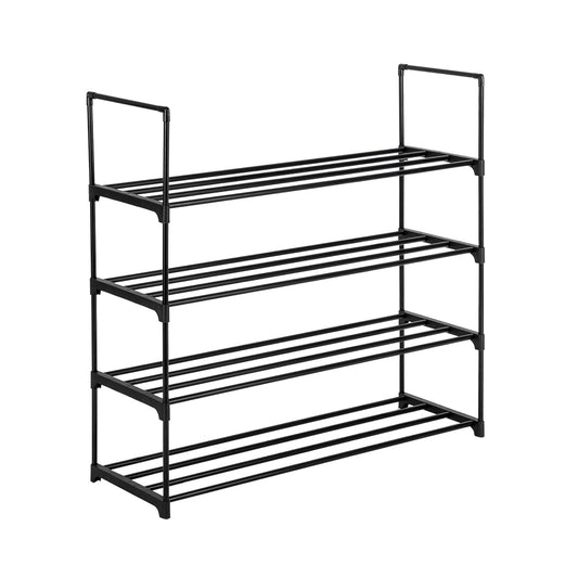 4 Tiers Shoe Rack Shoe Tower Shelf Storage Organizer For Bedroom, Entryway, Hallway, and Closet Black Color - Ballimart
