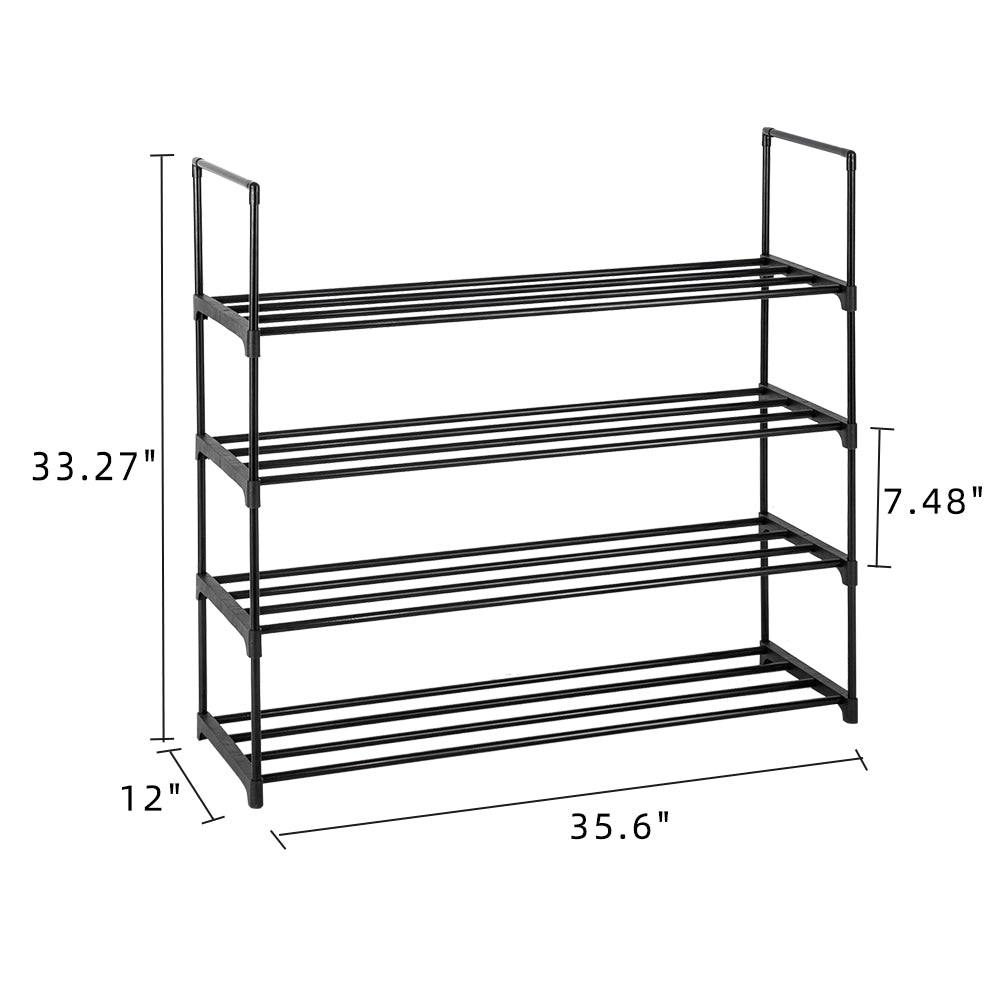 4 Tiers Shoe Rack Shoe Tower Shelf Storage Organizer For Bedroom, Entryway, Hallway, and Closet Black Color - Ballimart