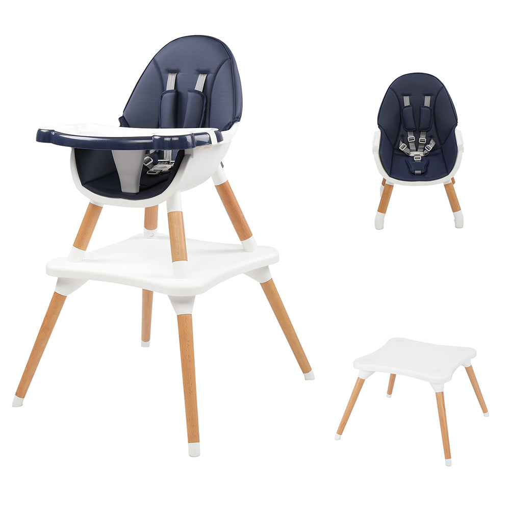 Children's High Dining Chair Detachable Two-In-One Table And Chair Navy Blue - Ballimart