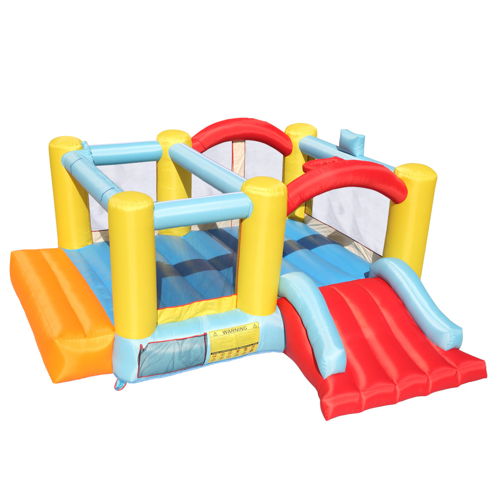Bounce House Inflatable Jumping Castle a Basketball Hoop With Ball And a Slide - Ballimart