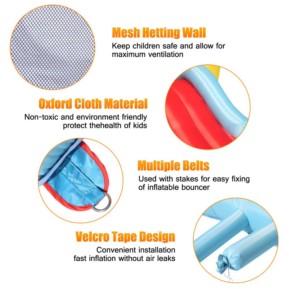 Bounce House Inflatable Jumping Castle a Basketball Hoop With Ball And a Slide - Ballimart