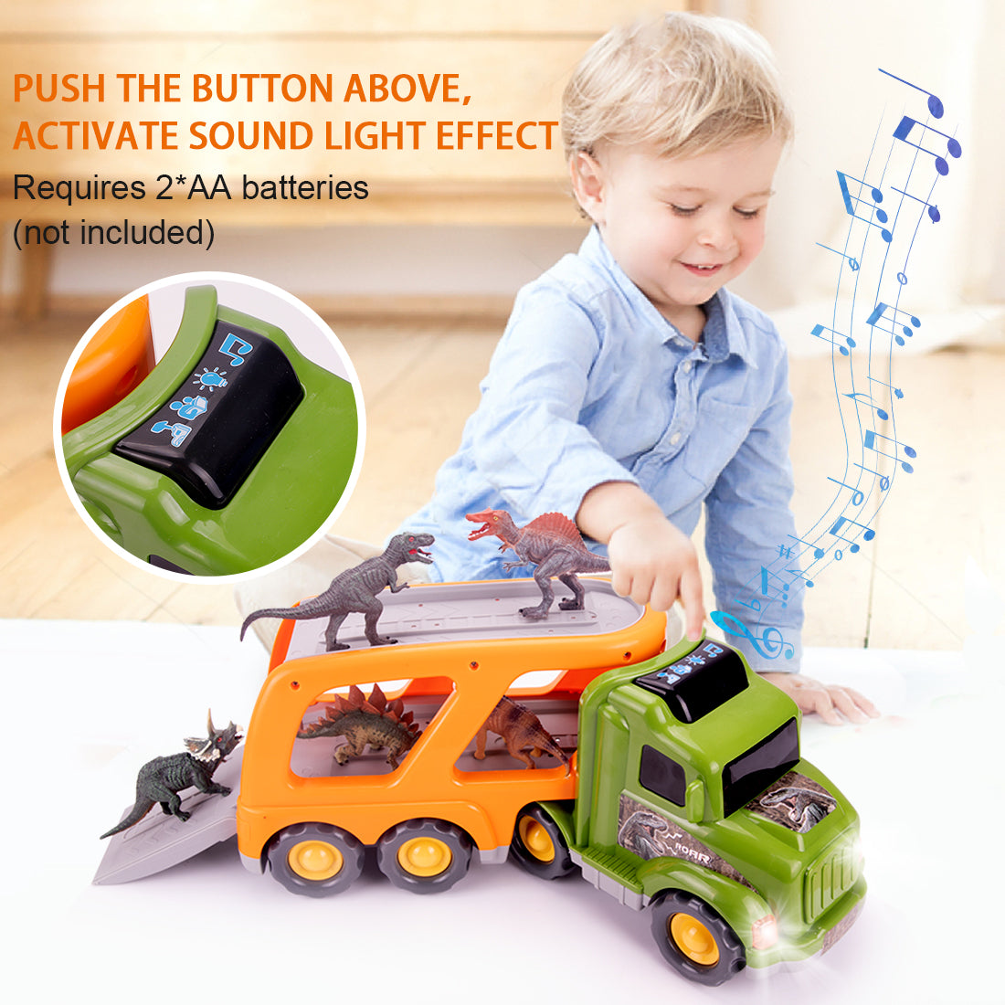Car Truck Toy for 3 4 5 6 Years Old Boys and Girls, Dinosaur Transport Truck Including T-Rex, Pterodactyl, Brachiosaurus, for Boys & Girls(Notice: Cannot ship out the goods at weekends.) - Ballimart