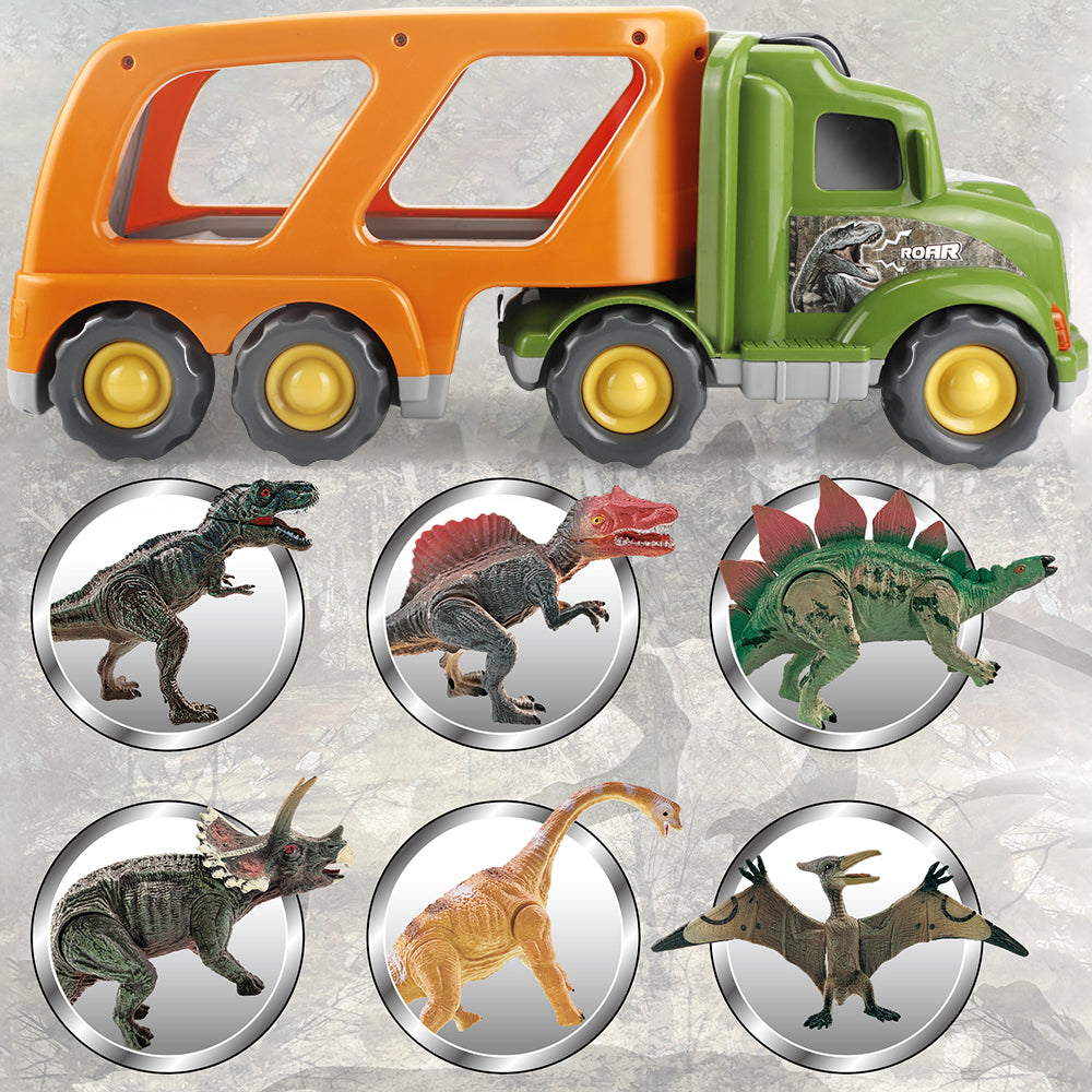 Car Truck Toy for 3 4 5 6 Years Old Boys and Girls, Dinosaur Transport Truck Including T-Rex, Pterodactyl, Brachiosaurus, for Boys & Girls(Notice: Cannot ship out the goods at weekends.)