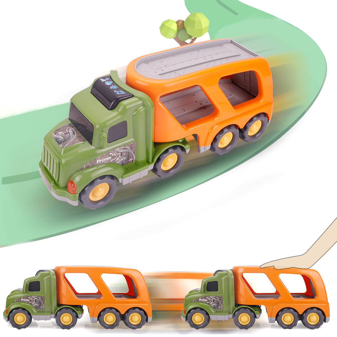 Car Truck Toy for 3 4 5 6 Years Old Boys and Girls, Dinosaur Transport Truck Including T-Rex, Pterodactyl, Brachiosaurus, for Boys & Girls(Notice: Cannot ship out the goods at weekends.) - Ballimart