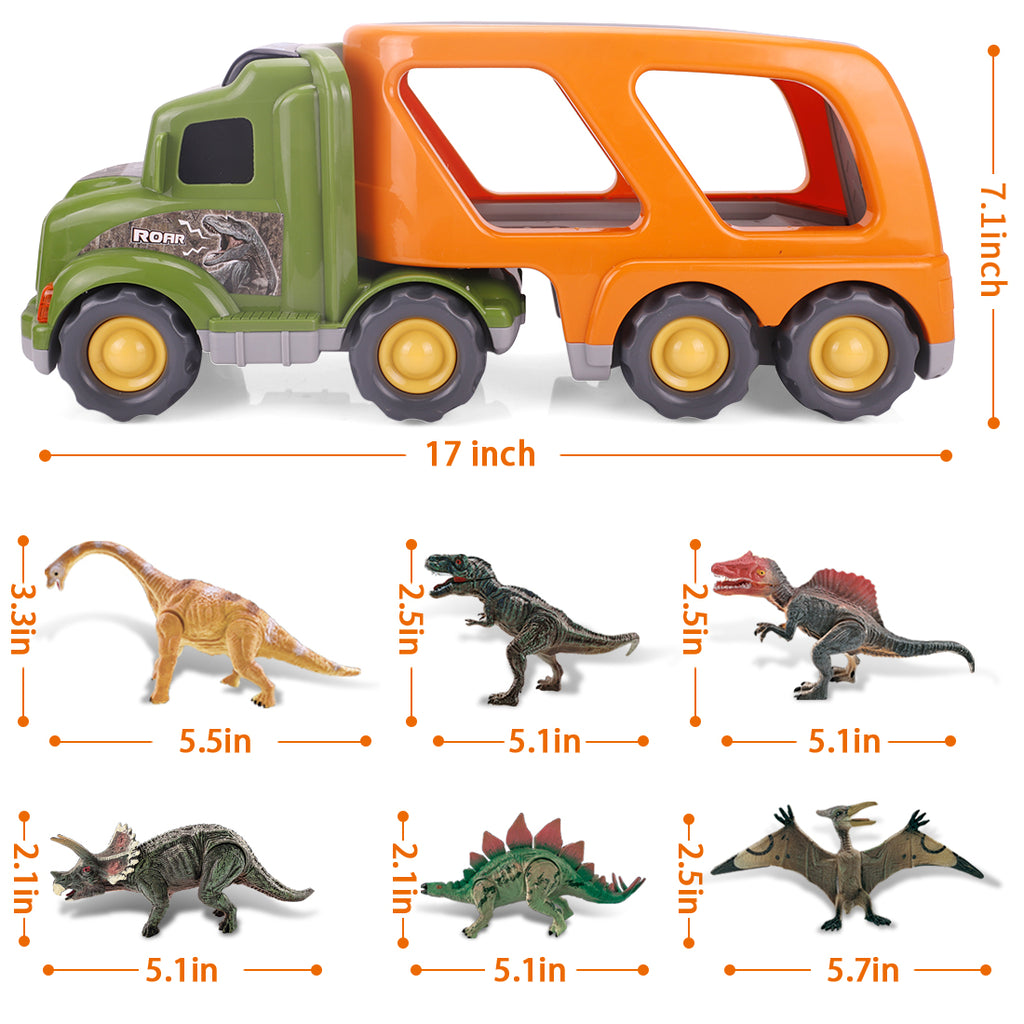 Car Truck Toy for 3 4 5 6 Years Old Boys and Girls, Dinosaur Transport Truck Including T-Rex, Pterodactyl, Brachiosaurus, for Boys & Girls(Notice: Cannot ship out the goods at weekends.) - Ballimart