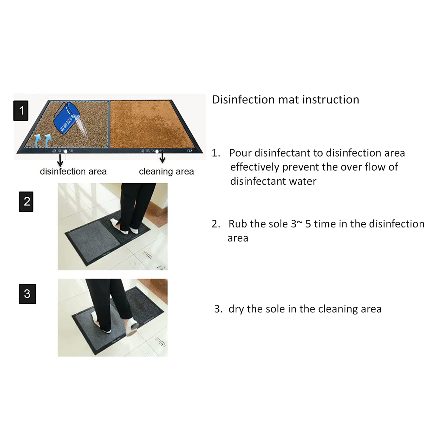 2 in 1 Disinfecting Sanitizing Floor Entrance Mat， Disinfection Doormat Entry Rug Shoe sanitizer, Shoe Tray for entryway Indoor，Welcome Mat （FBA warehouse delivery） - Ballimart