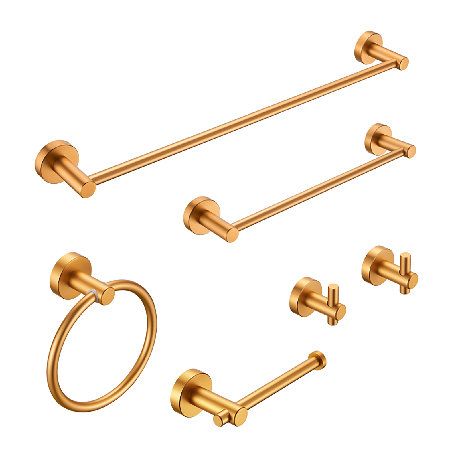 Bathroom Hardware Set, Thicken Space Aluminum 6 PCS Towel bar Set- Brushed Gold 24 Inches Wall Mounted[Unable to ship on weekends, please place orders with caution] - Ballimart