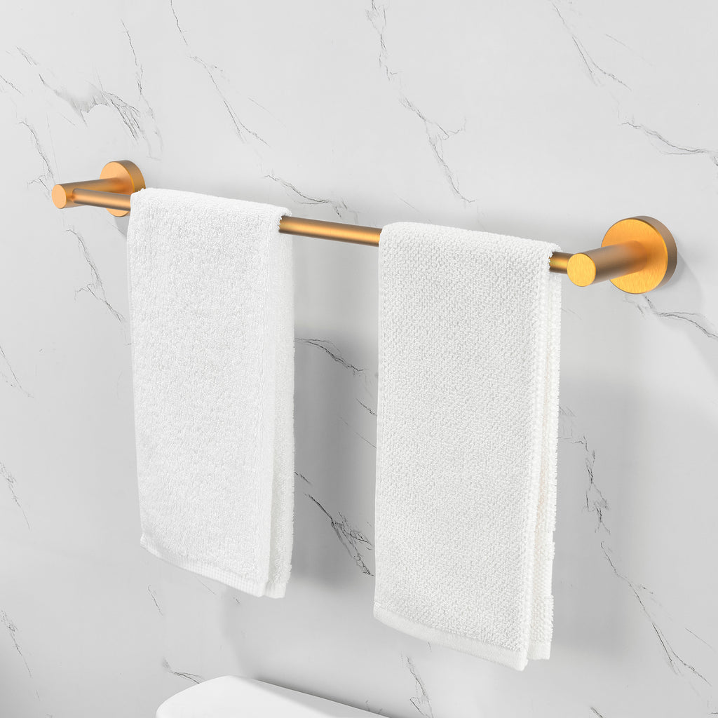 Bathroom Hardware Set, Thicken Space Aluminum 6 PCS Towel bar Set- Brushed Gold 24 Inches Wall Mounted[Unable to ship on weekends, please place orders with caution] - Ballimart