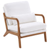 Oak Armrest Oak Upholstered Teddy Velvet Single Lounge Chair Indoor Lounge Chair Off-White - Ballimart