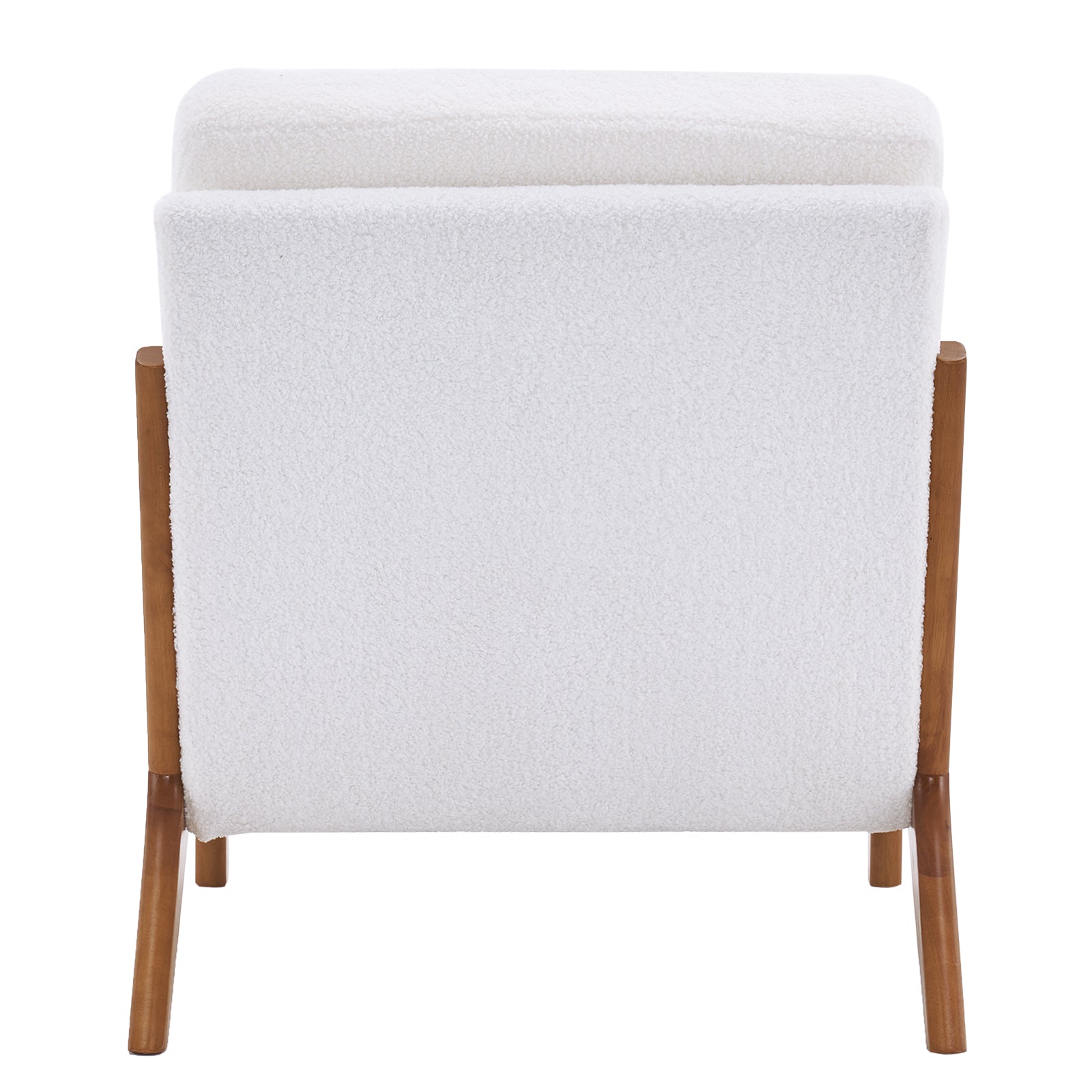 Oak Armrest Oak Upholstered Teddy Velvet Single Lounge Chair Indoor Lounge Chair Off-White - Ballimart