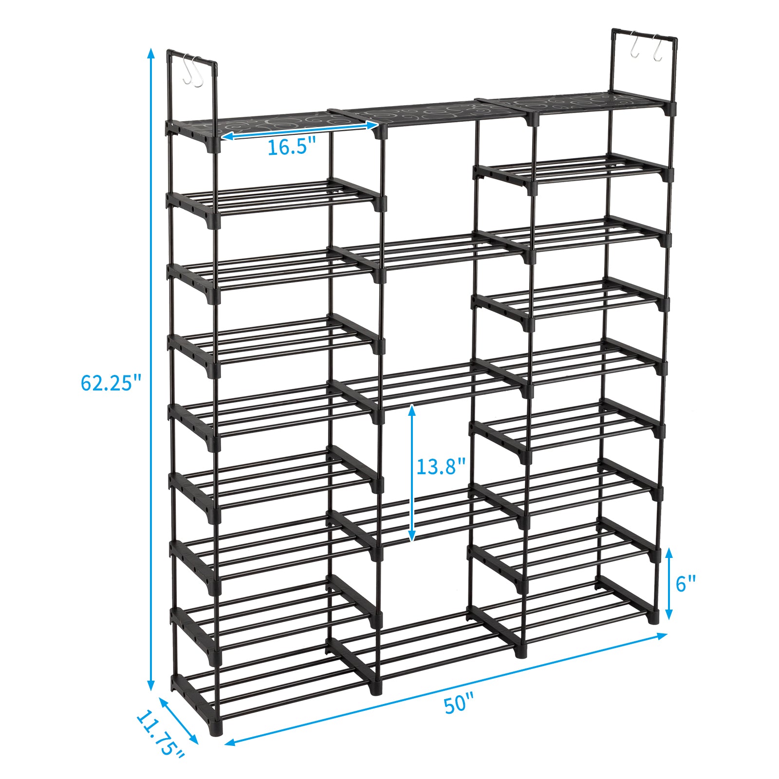 9 Tiers Shoe Rack Storage Organizer Shoe Shelf Organizer for Entryway Holds 50-55 Pairs Shoe, Stackable Shoe Cabinet Shoe Rack - Ballimart