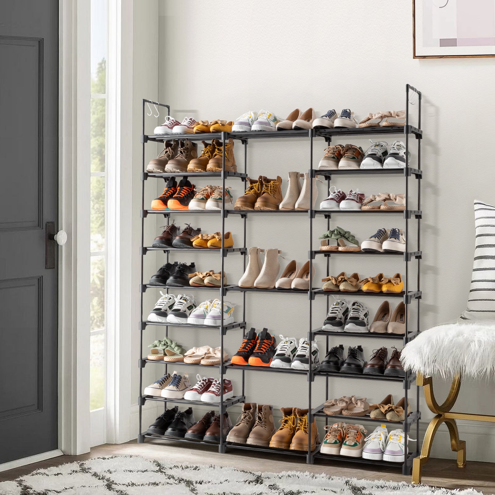 9 Tiers Shoe Rack Storage Organizer Shoe Shelf Organizer for Entryway Holds 50-55 Pairs Shoe, Stackable Shoe Cabinet Shoe Rack - Ballimart