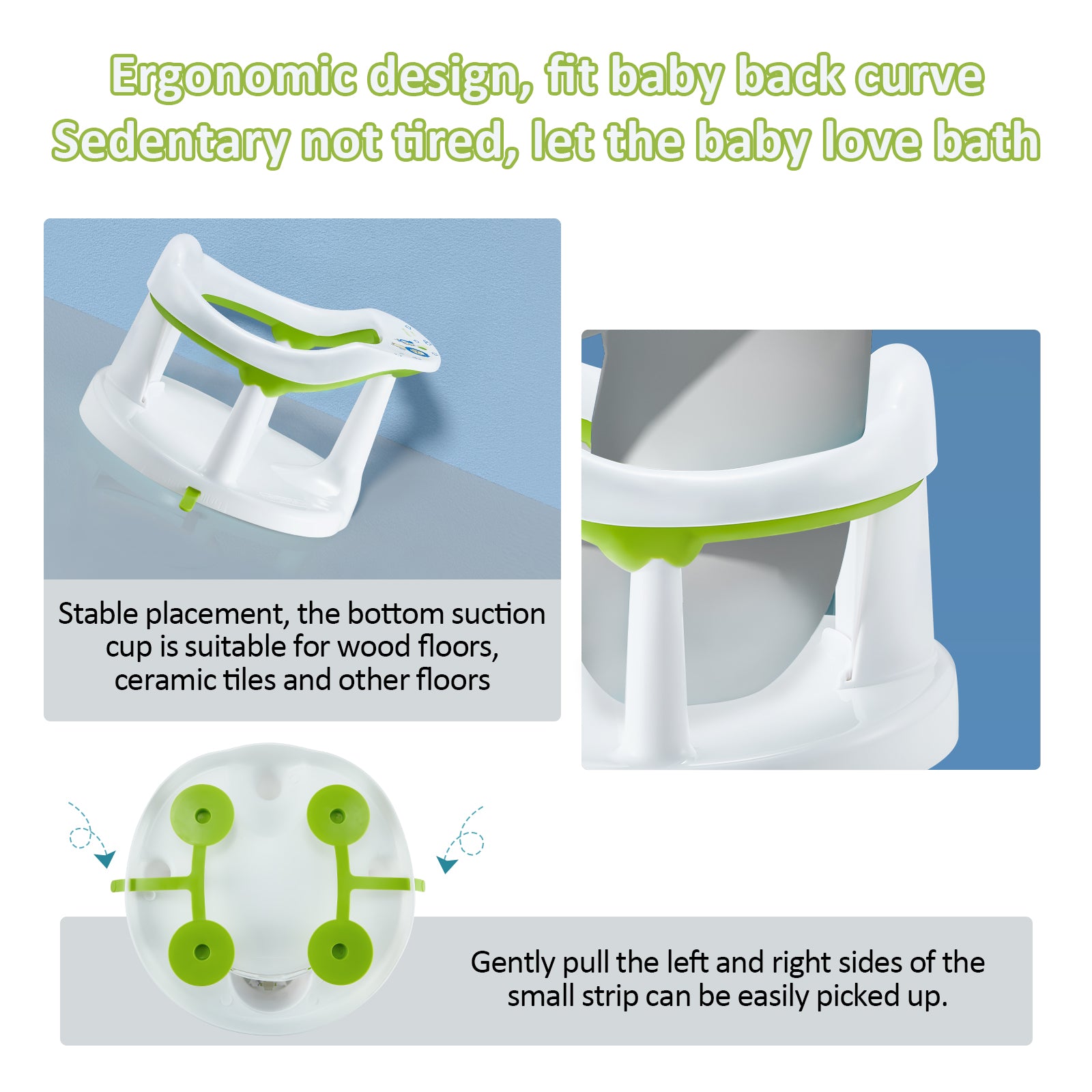 Baby Bath Seat,Baby Bath Chair, Newborn Shower Seat Bathtub Seat Cushion Children's Wrap-Around Shower Chair for 6 Months&Up (White) - Ballimart