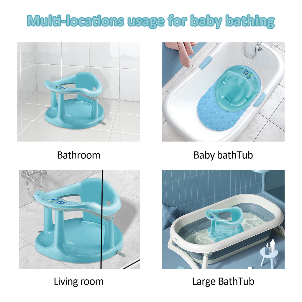 Baby Bath Seat,Baby Bath Chair, Newborn Shower Seat Bathtub Seat Cushion Children's Wrap-Around Shower Chair for 6 Months&Up (Cyan) - Ballimart
