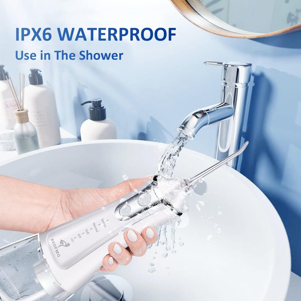 Water Flosser for Teeth Cleaning, Cordless Water Flosser with Adjustable Level Pressure, 300ML Detachable Water Tank, 5 Water Jet Replacements, IPX6 Waterproof - Ballimart