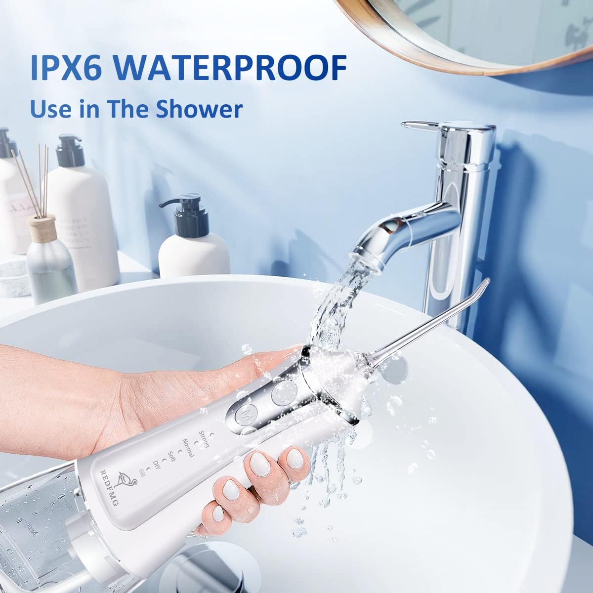 Water Flosser for Teeth Cleaning, Cordless Water Flosser with Adjustable Level Pressure, 300ML Detachable Water Tank, 5 Water Jet Replacements, IPX6 Waterproof - Ballimart