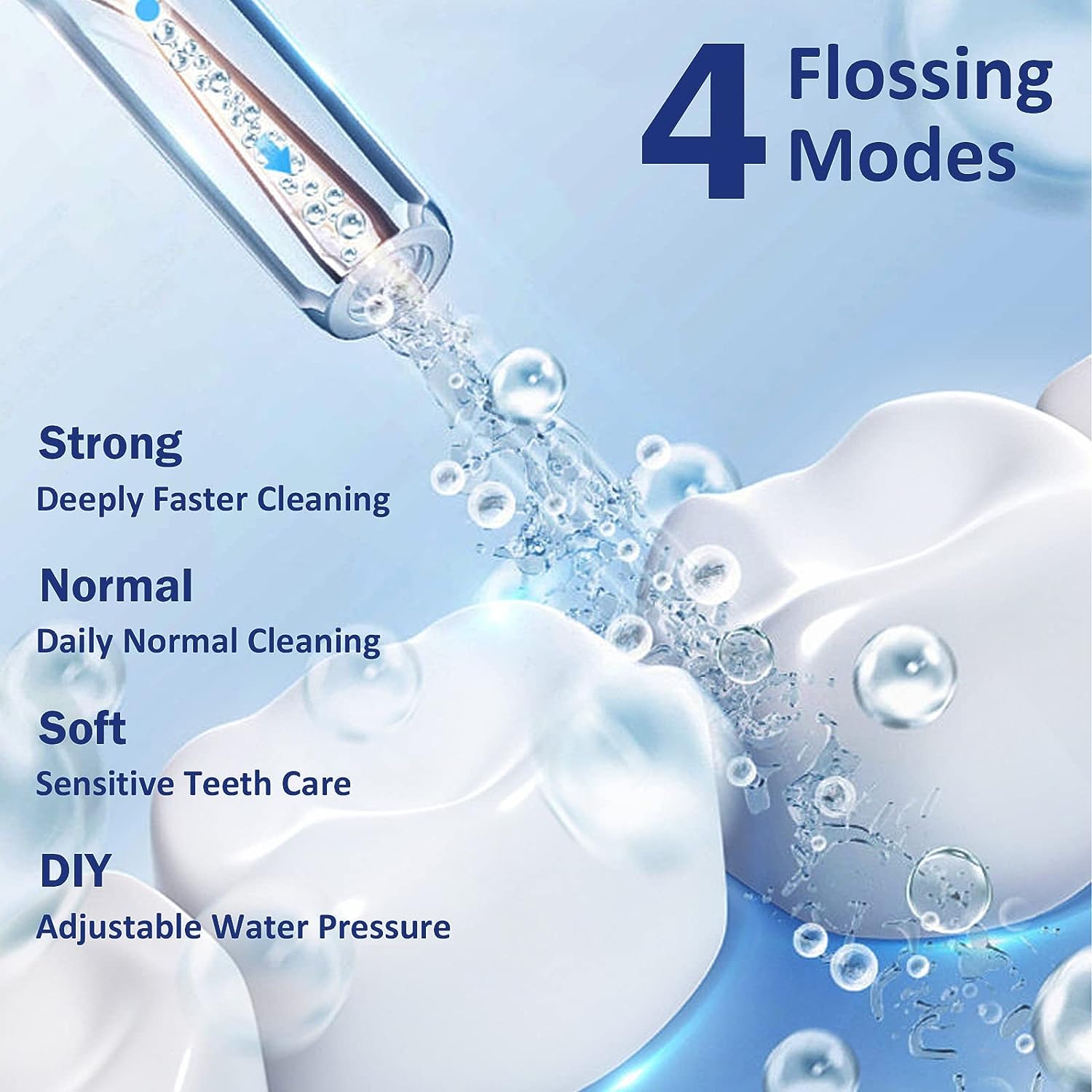 Water Flosser for Teeth Cleaning, Cordless Water Flosser with Adjustable Level Pressure, 300ML Detachable Water Tank, 5 Water Jet Replacements, IPX6 Waterproof