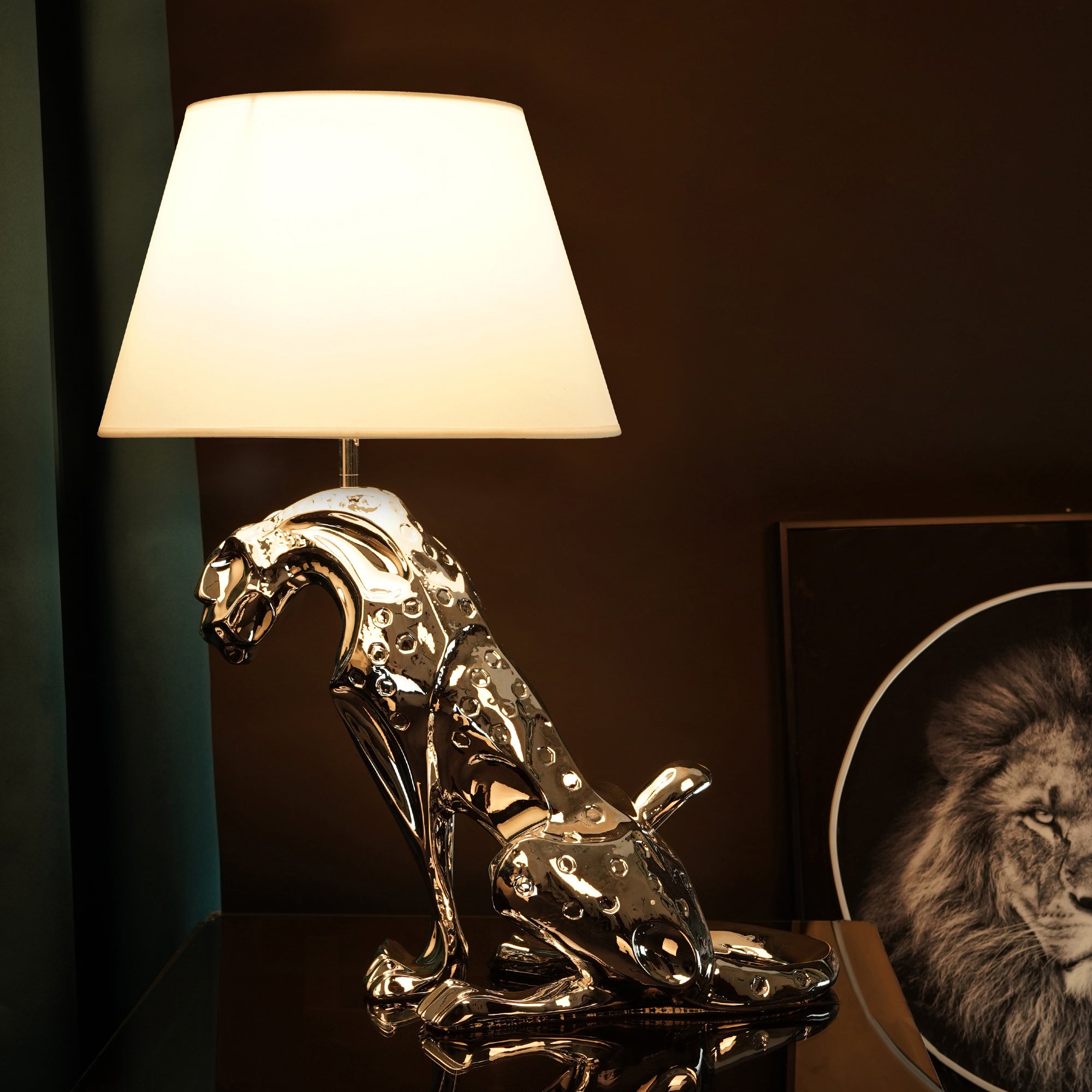 Jaguar Table Lamp // Silver,holiday gifts,furniture,desk lamp, - Ballimart