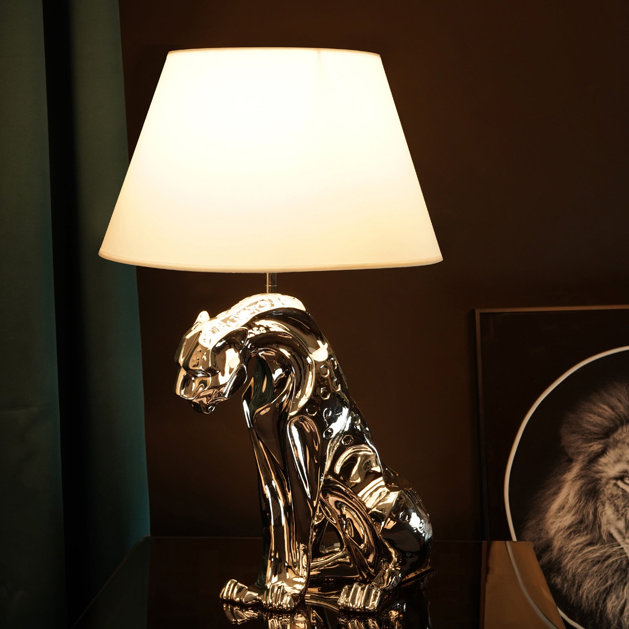 Jaguar Table Lamp // Silver,holiday gifts,furniture,desk lamp, - Ballimart