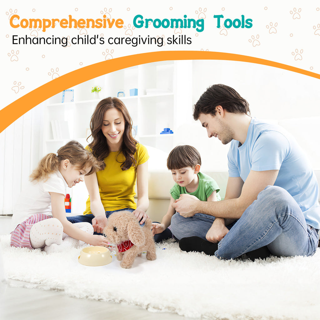 Spark Imagination with a Lifelike Walking, Barking, and Tail-Wagging Toy Pet! Complete Grooming Set and Leash Included for Kids' Creative Play and Learn(Golden Retriever)(Shipment from FBA) - Ballimart