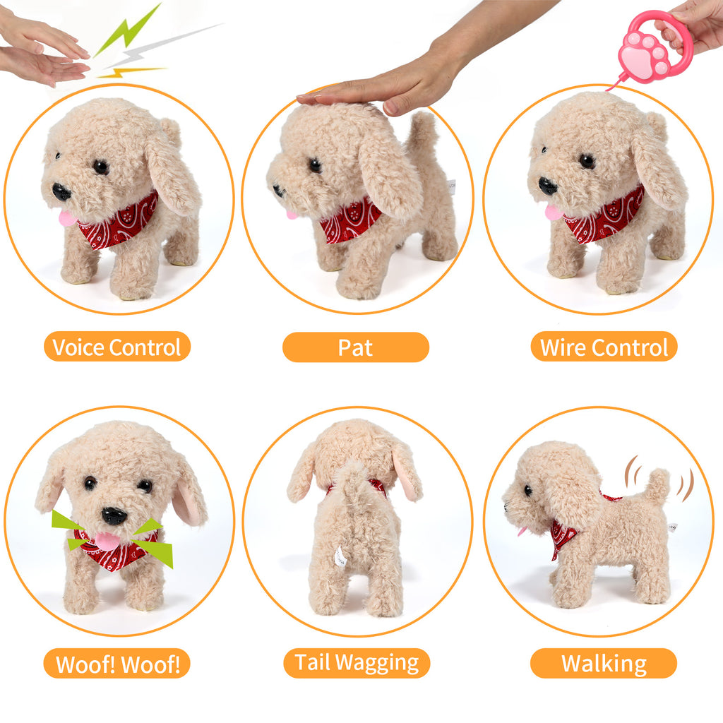Spark Imagination with a Lifelike Walking, Barking, and Tail-Wagging Toy Pet! Complete Grooming Set and Leash Included for Kids' Creative Play and Learn(Golden Retriever)(Shipment from FBA) - Ballimart