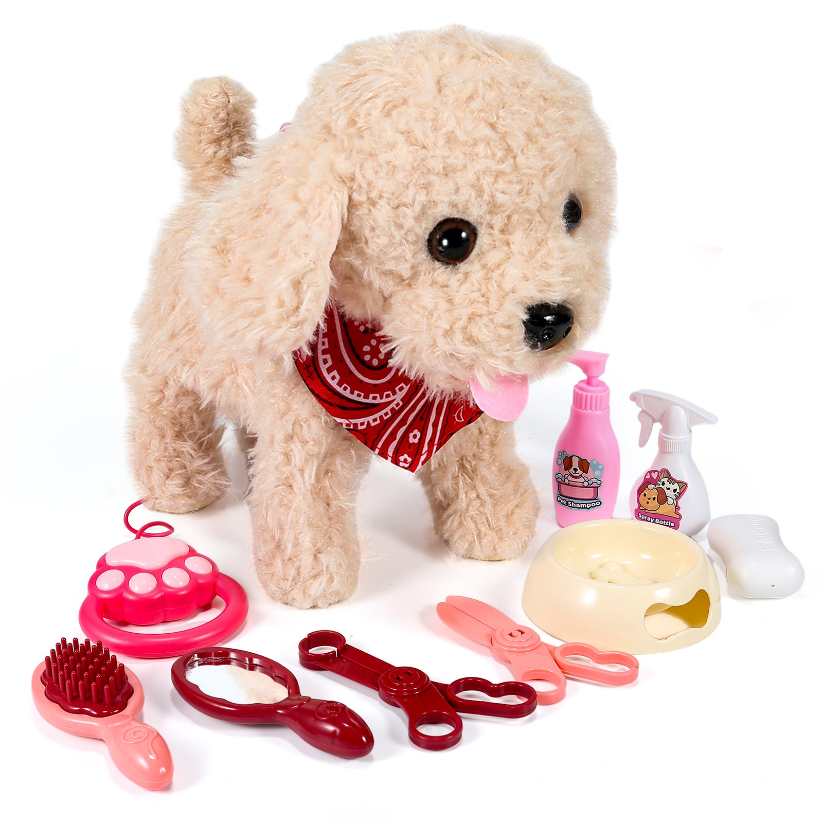 Spark Imagination with a Lifelike Walking, Barking, and Tail-Wagging Toy Pet! Complete Grooming Set and Leash Included for Kids' Creative Play and Learn(Golden Retriever)(Shipment from FBA)