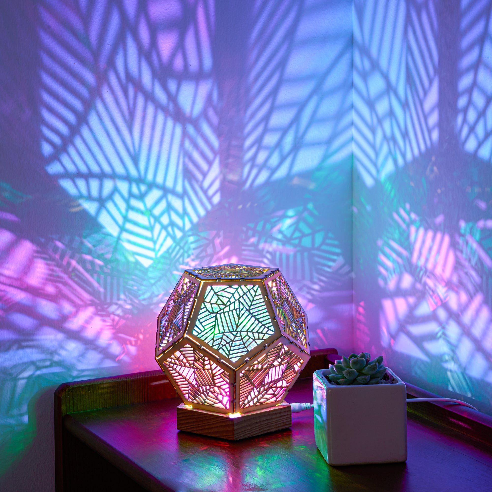 LED Colorful dodecahedron Night Light Bohemian Polar Star Accent Lamp Projector