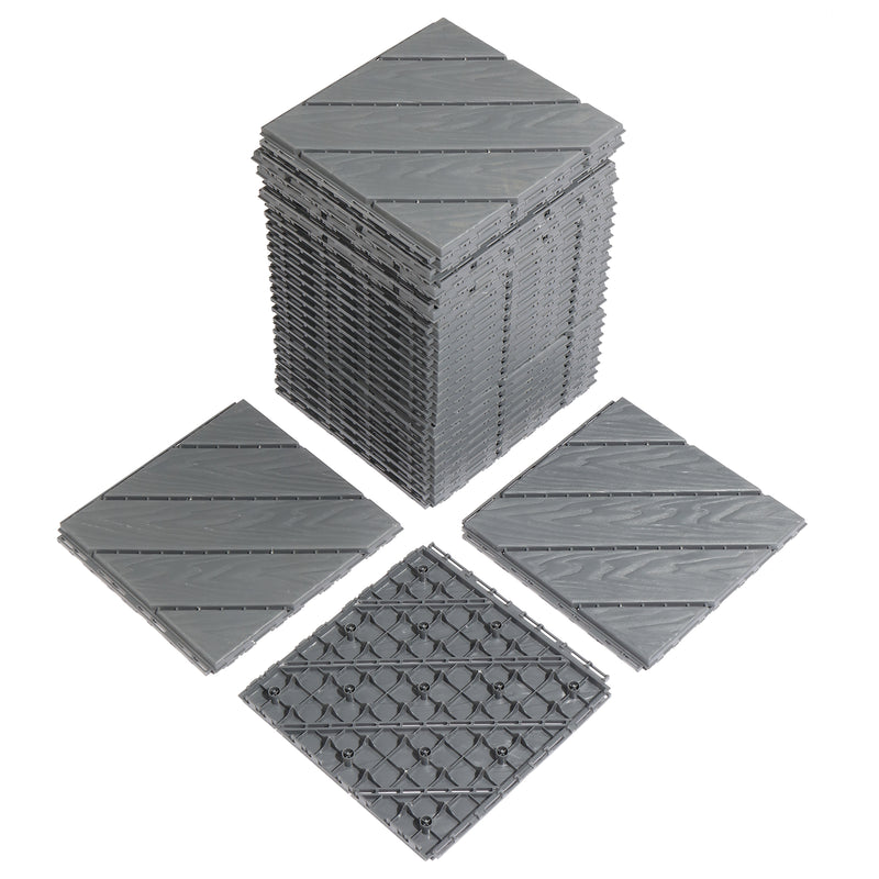 Plastic Interlocking Deck Tiles, 9 Pack, 11.8"x11.8" Waterproof Flooring Tiles for Indoor and Outdoor, Patio Floor Decking Tiles for Porch Poolside Balcony Backyard, Dark Grey