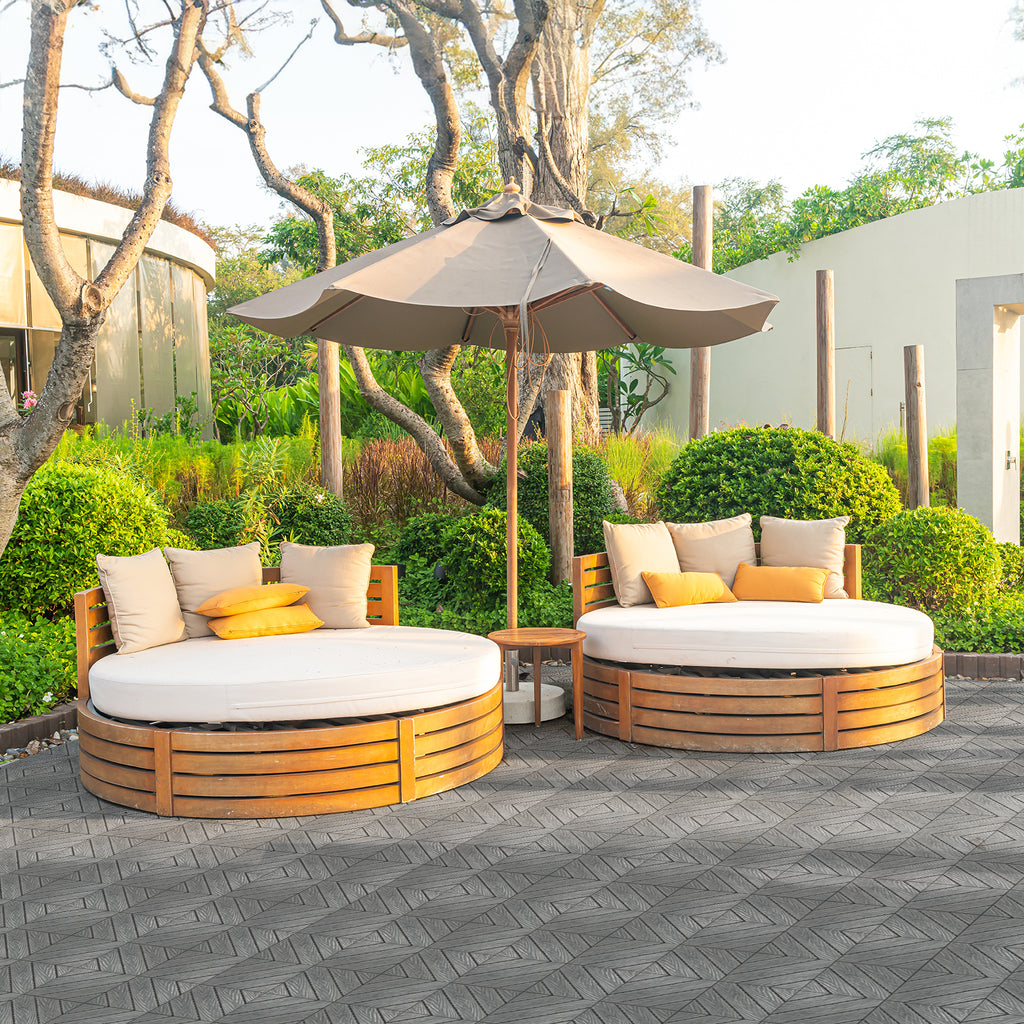 Plastic Interlocking Deck Tiles, 9 Pack, 11.8"x11.8" Waterproof Flooring Tiles for Indoor and Outdoor, Patio Floor Decking Tiles for Porch Poolside Balcony Backyard, Dark Grey - Ballimart