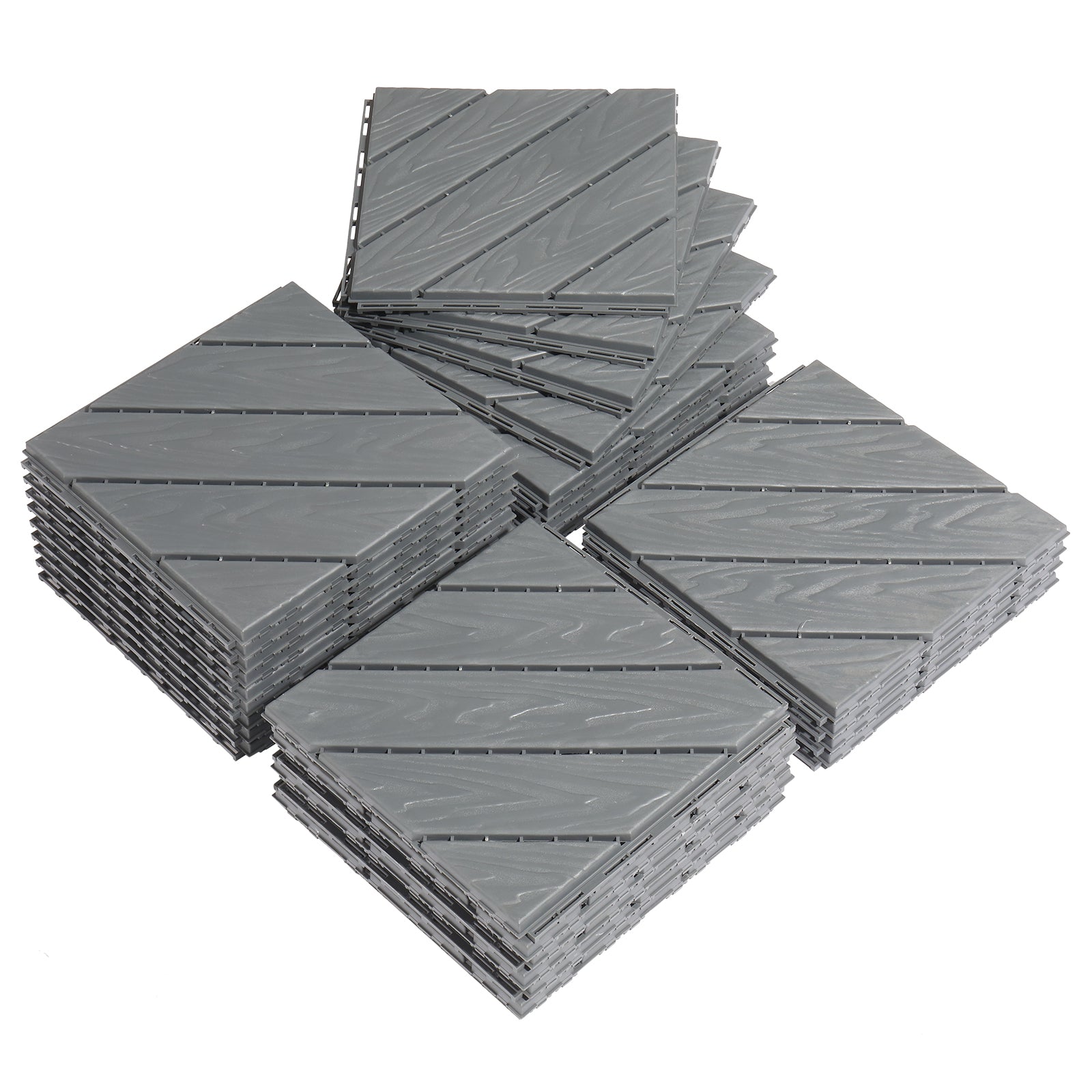 Plastic Interlocking Deck Tiles, 9 Pack, 11.8"x11.8" Waterproof Flooring Tiles for Indoor and Outdoor, Patio Floor Decking Tiles for Porch Poolside Balcony Backyard, Dark Grey - Ballimart