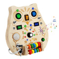 Wooden Montessori Busy Board with 8 LED Lights Switch Sensory Toys For Toddlers - Ballimart