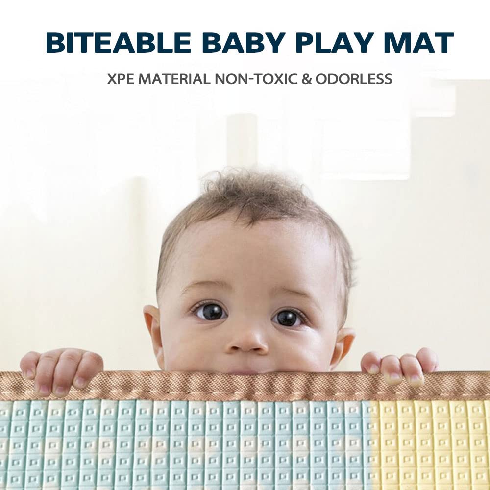 Baby Play Mat for Floor, Reversible Foam Play Mat for Baby, Non-Toxic Baby Floor Mat, Haute Collection Crawling Mat, Rolling Kids Play Mat, One-Piece Waterproof Playmat for Babies - Ballimart