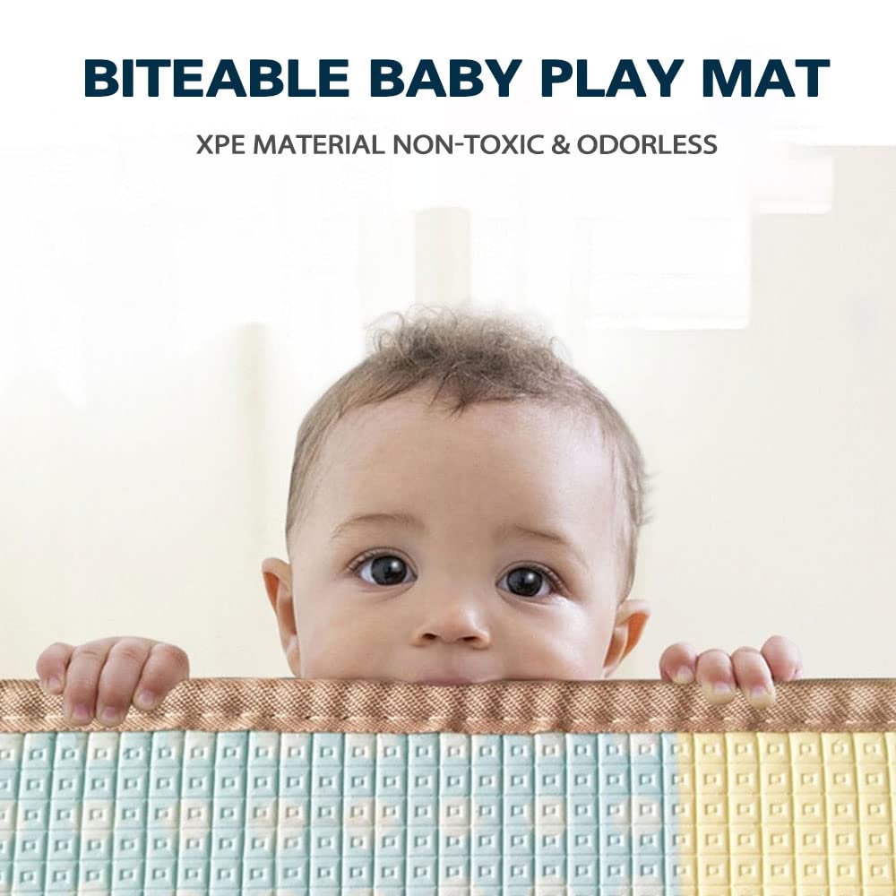 Baby Play Mat for Floor, Reversible Foam Play Mat for Baby, Non-Toxic Baby Floor Mat, Haute Collection Crawling Mat, Rolling Kids Play Mat, One-Piece Waterproof Playmat for Babies