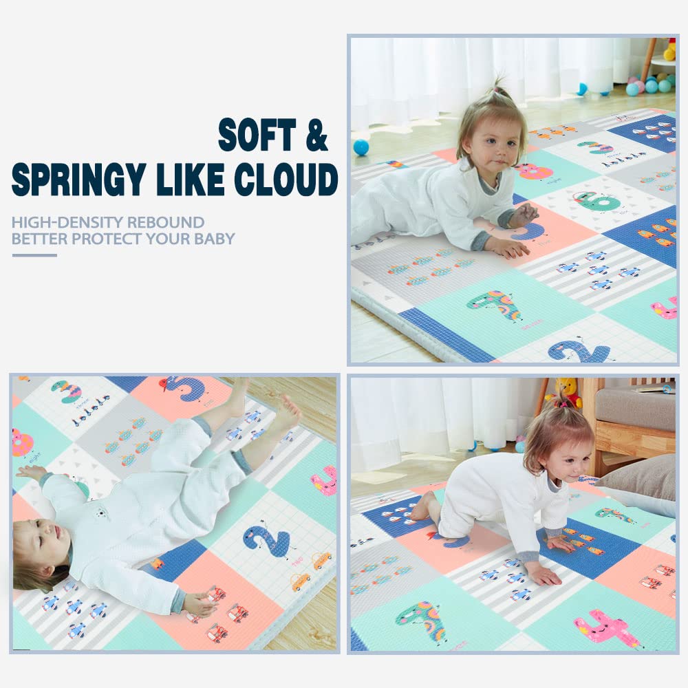 Baby Play Mat for Floor, Reversible Foam Play Mat for Baby, Non-Toxic Baby Floor Mat, Haute Collection Crawling Mat, Rolling Kids Play Mat, One-Piece Waterproof Playmat for Babies - Ballimart