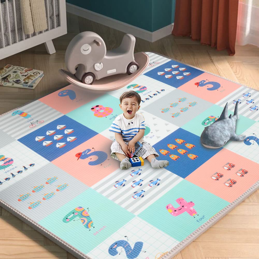 Baby Play Mat for Floor, Reversible Foam Play Mat for Baby, Non-Toxic Baby Floor Mat, Haute Collection Crawling Mat, Rolling Kids Play Mat, One-Piece Waterproof Playmat for Babies - Ballimart