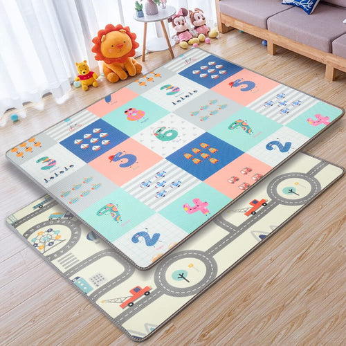 Baby Play Mat for Floor, Reversible Foam Play Mat for Baby, Non-Toxic Baby Floor Mat, Haute Collection Crawling Mat, Rolling Kids Play Mat, One-Piece Waterproof Playmat for Babies - Ballimart