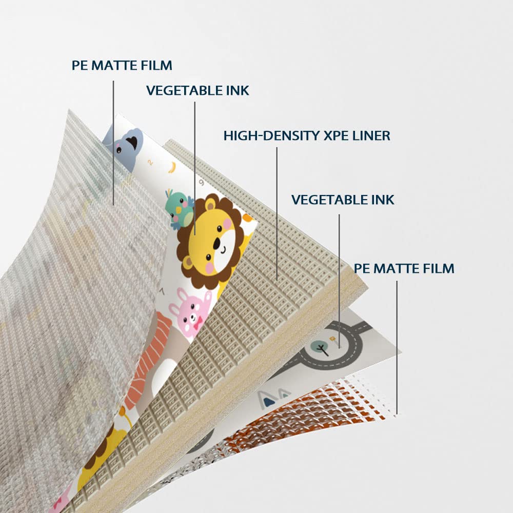 Baby Play Mat for Floor, Reversible Foam Play Mat for Baby, Non-Toxic Baby Floor Mat, Haute Collection Crawling Mat, Rolling Kids Play Mat, One-Piece Waterproof Playmat for Babies - Ballimart