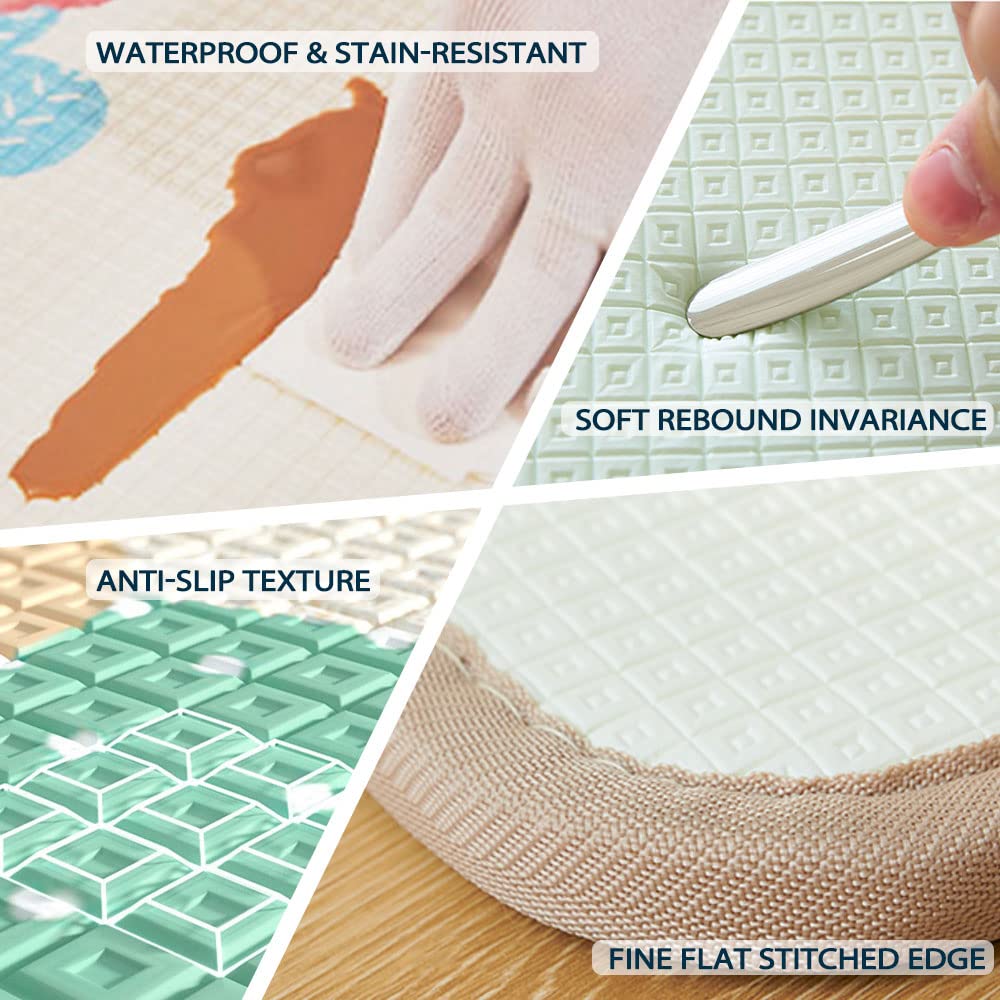 Baby Play Mat for Floor, Reversible Foam Play Mat for Baby, Non-Toxic Baby Floor Mat, Haute Collection Crawling Mat, Rolling Kids Play Mat, One-Piece Waterproof Playmat for Babies - Ballimart