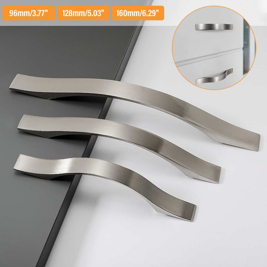 Modern Stainless Steel Kitchen Cabinet Handles Drawer Pulls Brushed Nickel - Ballimart