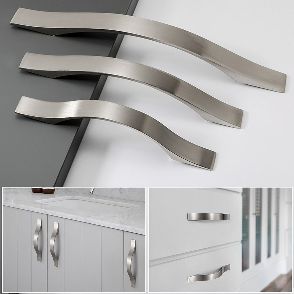Modern Stainless Steel Kitchen Cabinet Handles Drawer Pulls Brushed Nickel - Ballimart