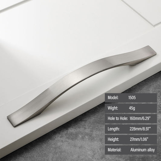 Modern Stainless Steel Kitchen Cabinet Handles Drawer Pulls Brushed Nickel - Ballimart