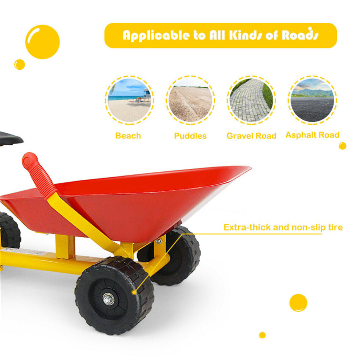 Kids Ride-on Sand Dumper with 4 Wheels，can not only dig sand/dirt in summer but also shovel snow in winter - Ballimart