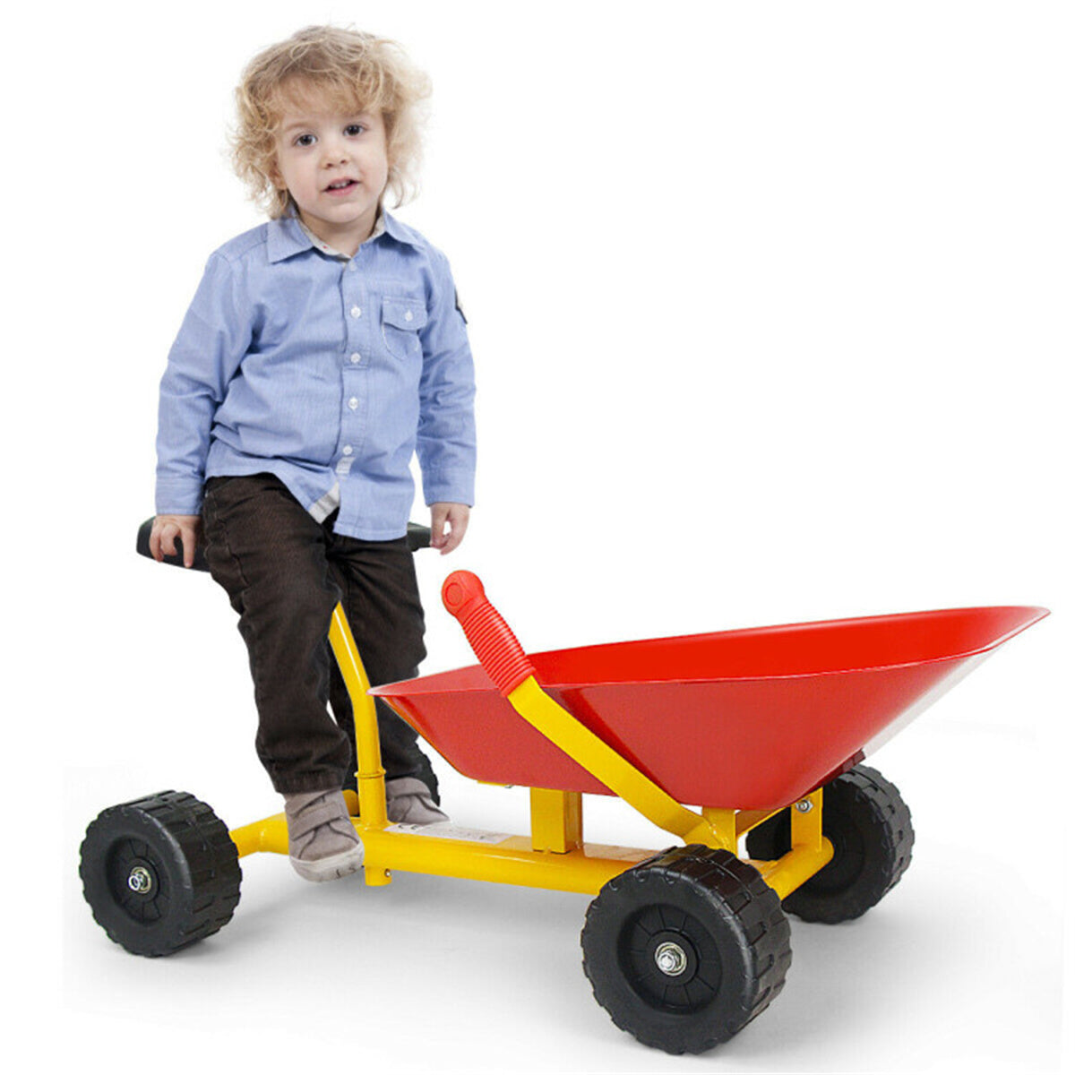 Kids Ride-on Sand Dumper with 4 Wheels，can not only dig sand/dirt in summer but also shovel snow in winter - Ballimart