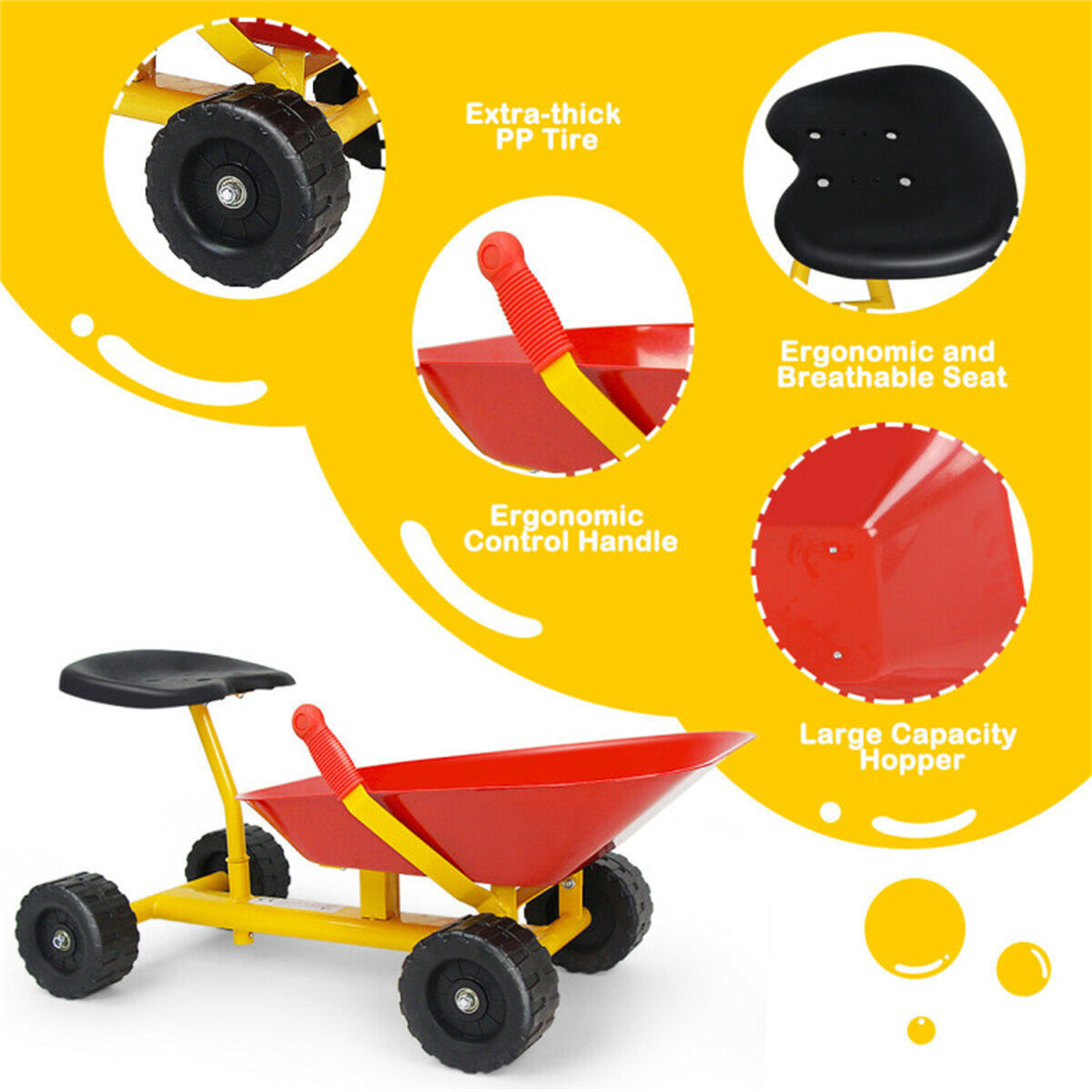 Kids Ride-on Sand Dumper with 4 Wheels，can not only dig sand/dirt in summer but also shovel snow in winter - Ballimart