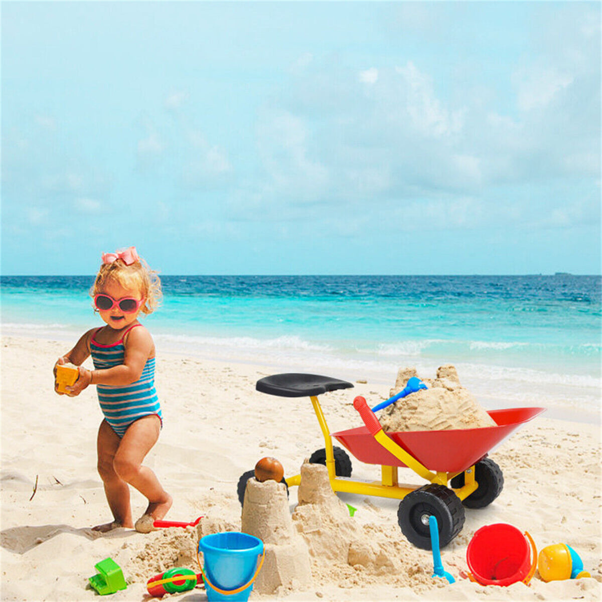 Kids Ride-on Sand Dumper with 4 Wheels，can not only dig sand/dirt in summer but also shovel snow in winter - Ballimart