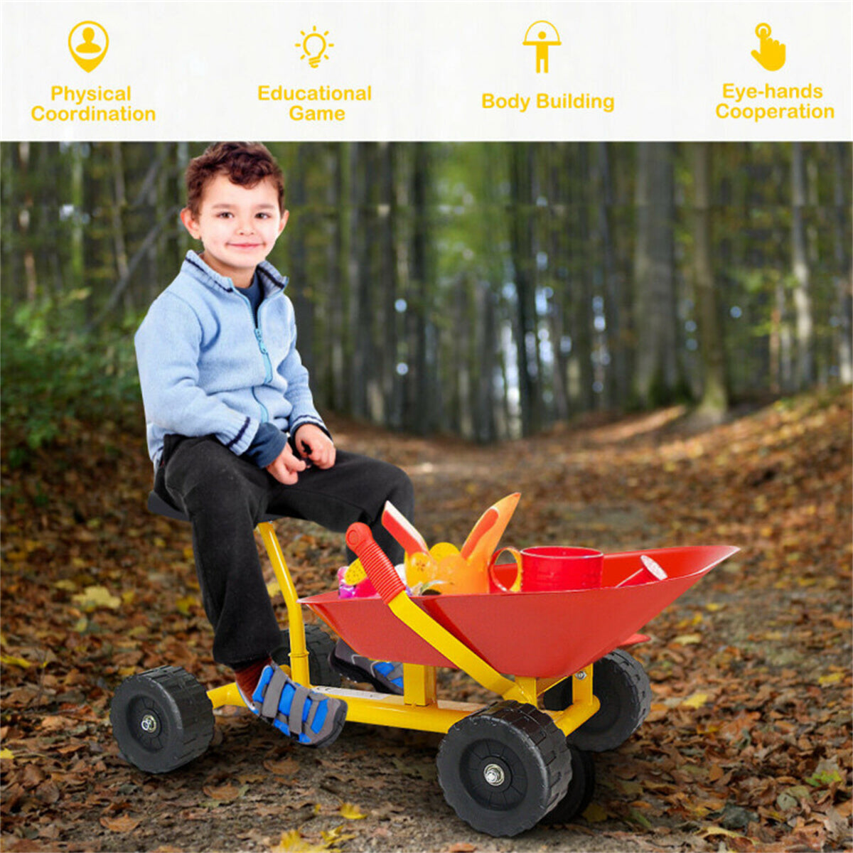 Kids Ride-on Sand Dumper with 4 Wheels，can not only dig sand/dirt in summer but also shovel snow in winter - Ballimart